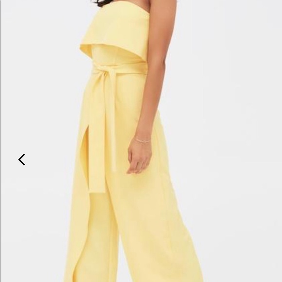 Double Layer Bandeau Wide Leg Jumpsuit In Yellow - Picture 5 of 8